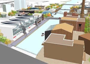 一个老厂房区改建的商业区规划方案SU(草图大师)模型