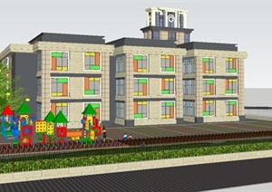 新古典风格幼儿园建筑方案ＳＵ模型