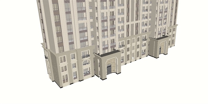美国大都会风格高层住宅SU模型(4)