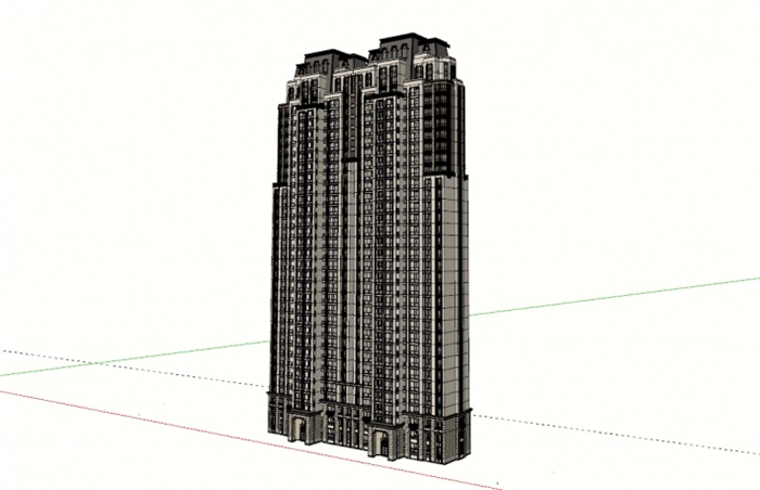 美国大都会风格高层住宅SU模型(6)