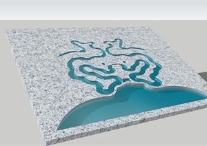 一个文人曲水流觞喷泉SU(草图大师)模型