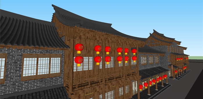 古典中式商业街建筑方案ＳＵ模型(1)