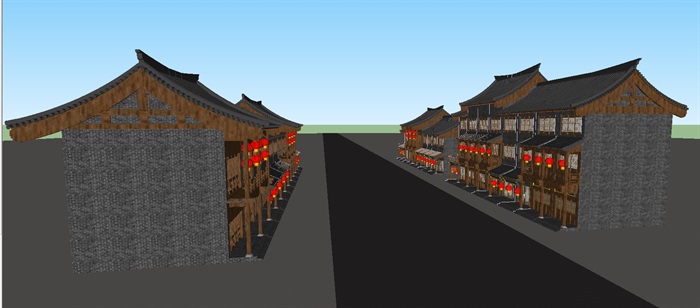古典中式商业街建筑方案ＳＵ模型(3)