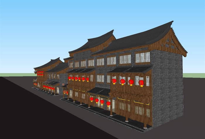古典中式商业街建筑方案ＳＵ模型(4)