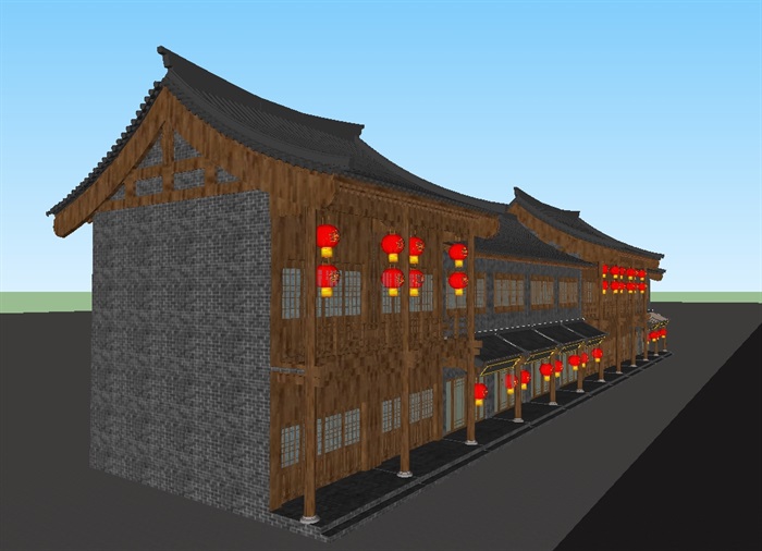 古典中式商业街建筑方案ＳＵ模型(5)