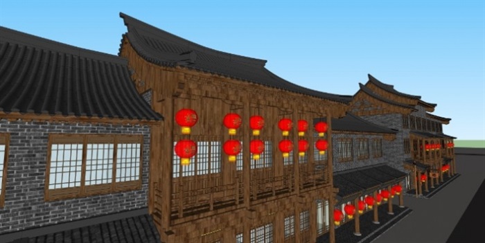 古典中式商业街建筑方案ＳＵ模型(6)