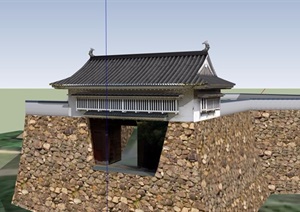 古典中式风格寺庙山门建筑SU(草图大师)模型