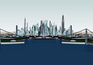 某城市综合体规划建筑设计SU(草图大师)模型