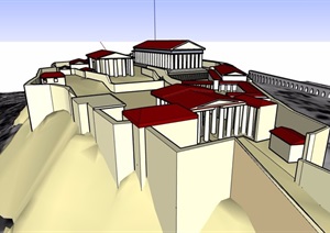 欧式风格山顶旅游景区建筑SU(草图大师)模型