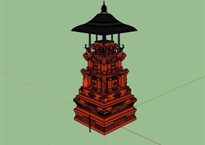 东南亚风格塔素材设计SU(草图大师)模型