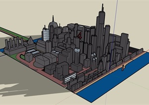 某城市综合多栋建筑SU(草图大师)模型