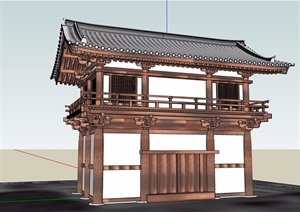 古典中式风格两层旅游建筑SU(草图大师)模型