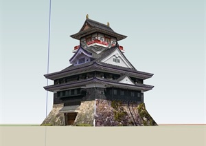 古典中式风格独栋寺庙建筑SU(草图大师)模型