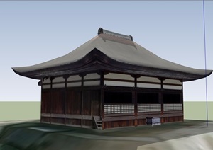 寺庙单层建筑设计SU(草图大师)模型