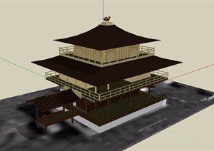 古典中式风格餐饮详细建筑设计SU(草图大师)模型