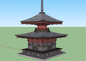 古典中式风格寺庙塔设计SU(草图大师)模型