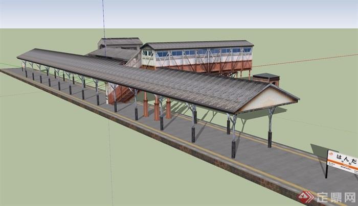 日式风格车站建筑设计su模型