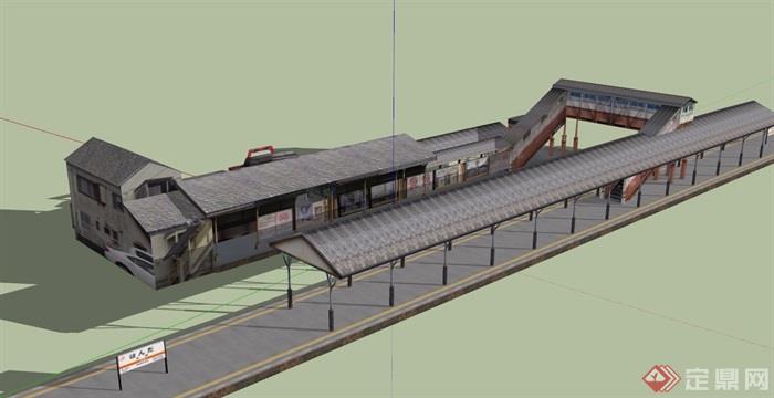 日式风格车站建筑设计su模型