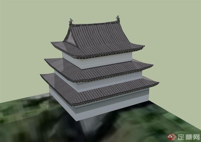 古建寺庙庙宇设计su模型