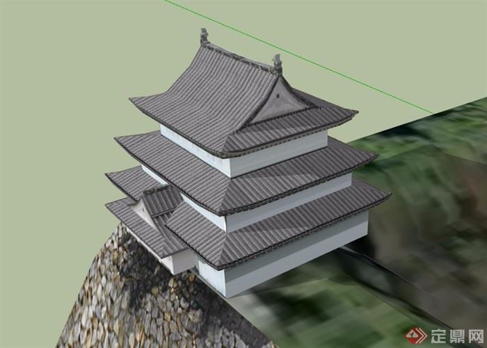 古建寺庙庙宇设计su模型