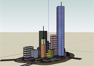 多层城镇综合建筑楼设计SU(草图大师)模型