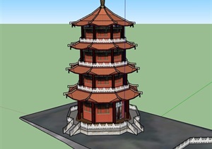 古典塔楼建筑SU(草图大师)模型