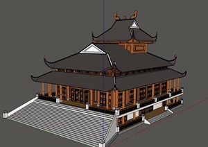 古典中式风格旅游景区详细建筑SU(草图大师)模型