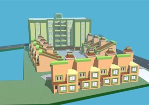 欧式风格住宅小区建筑SU(草图大师)模型