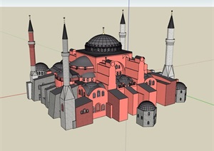 欧式风格旅游区城堡建筑设计SU(草图大师)模型