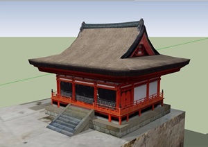 单层旅游寺庙设计SU(草图大师)模型