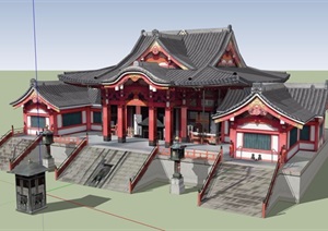 完整古典中式风格旅游建筑SU(草图大师)模型