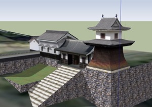 某寺庙多层旅游建筑SU(草图大师)模型