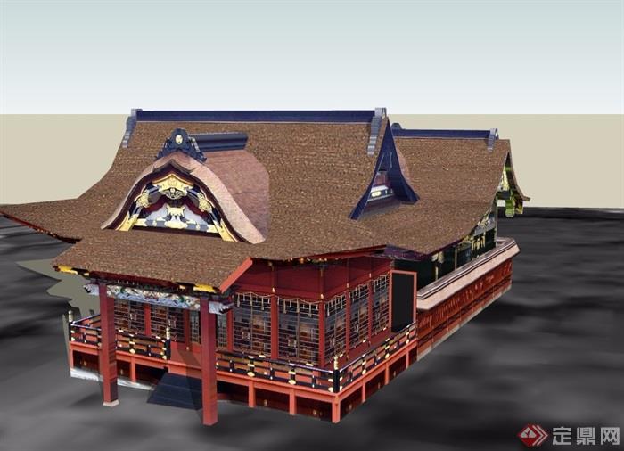 日式旅游古建筑设计su模型