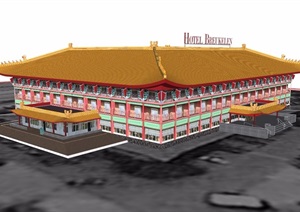 古典中式风格独特酒店设计SU(草图大师)模型