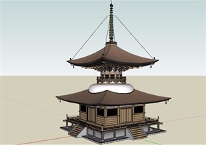 古典中式寺庙塔设计SU(草图大师)模型