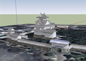 某寺庙详细多层建筑SU(草图大师)模型