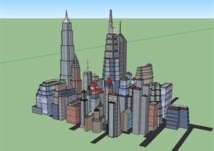 高层城市综合建筑楼SU(草图大师)模型