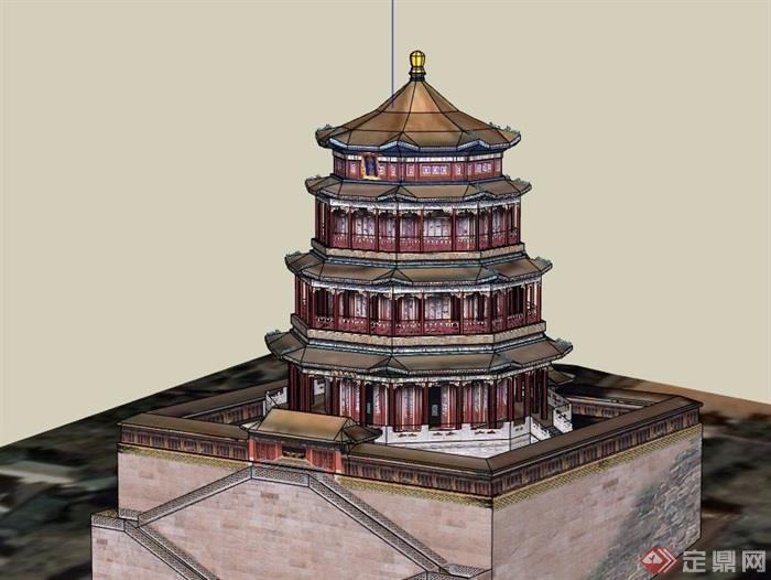 古典中式风格详细旅游建筑su模型