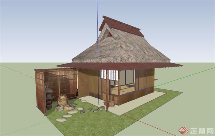 日式风格民房住宅建筑su模型