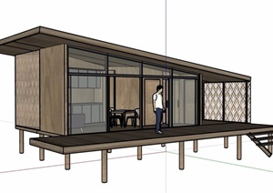 木质住宅屋设计SU(草图大师)模型