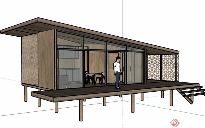 木质住宅屋设计su模型