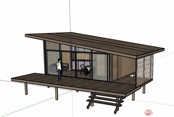 木质住宅屋设计su模型