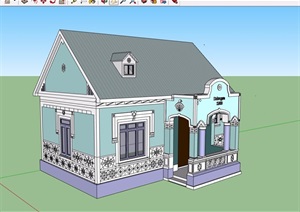 欧式风格两层民居建筑SU(草图大师)模型