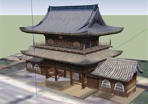 某中式寺庙旅游古建筑设计SU(草图大师)模型