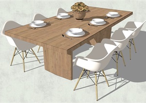 现代风格详细餐桌椅设计3D模型的相关素材SU(草图大师)模型 1
