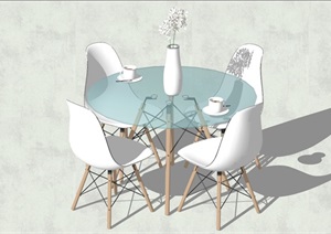 现代风格简约餐桌椅设计3D模型的相关素材SU(草图大师)模型4