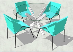 现代风格简约餐桌椅设计3D模型的相关素材SU(草图大师)模型7