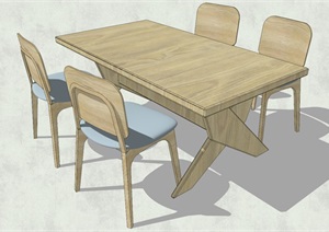 现代风格简约餐桌椅设计3D模型的相关素材SU(草图大师)模型 1