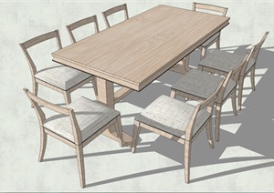 现代风格简约餐桌椅设计3D模型的相关素材SU(草图大师)模型 2