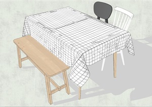 现代风格简约餐桌椅设计3D模型的相关素材SU(草图大师)模型 4